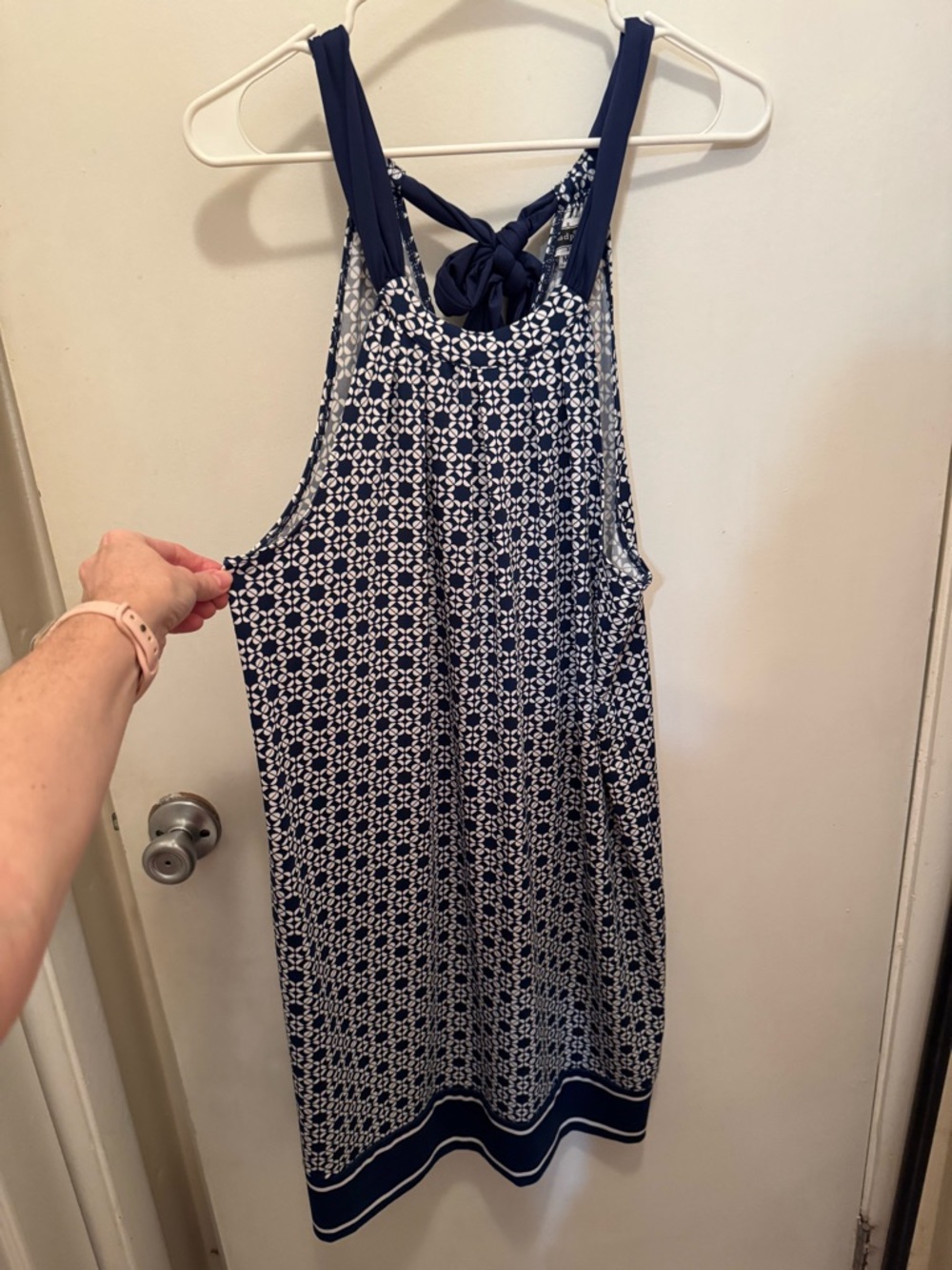 Mud Pie Navy and White Geometric Halter Top